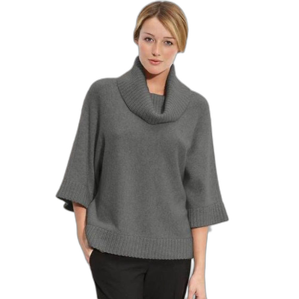 Only Mine Cashmere Cowl Neck Sweater in Heather Gray M